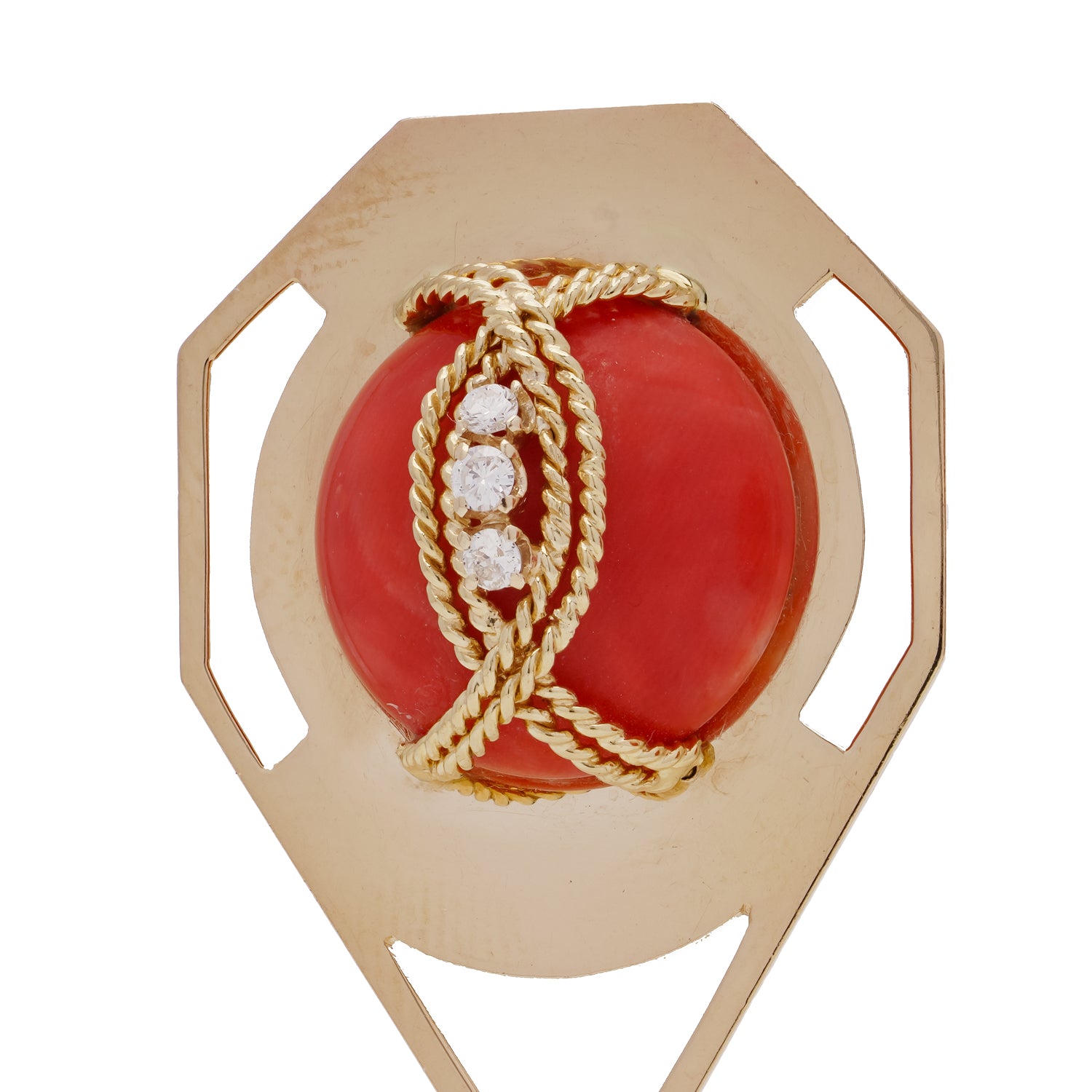 Coral, Diamond and Gold Earrings - Wildsmith Jewellery