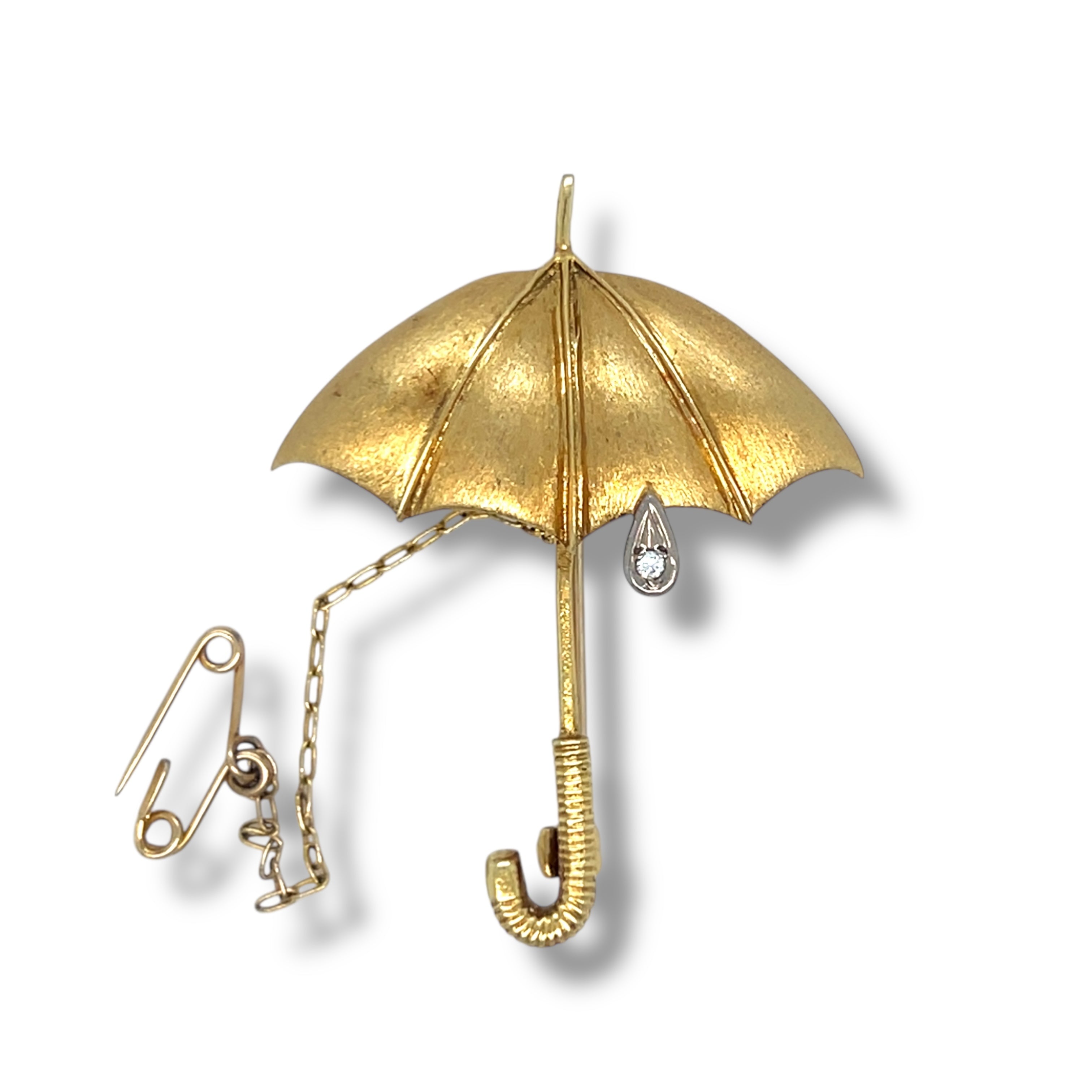 Vintage Gold & Diamond Umbrella Brooch - Wildsmith Jewellery