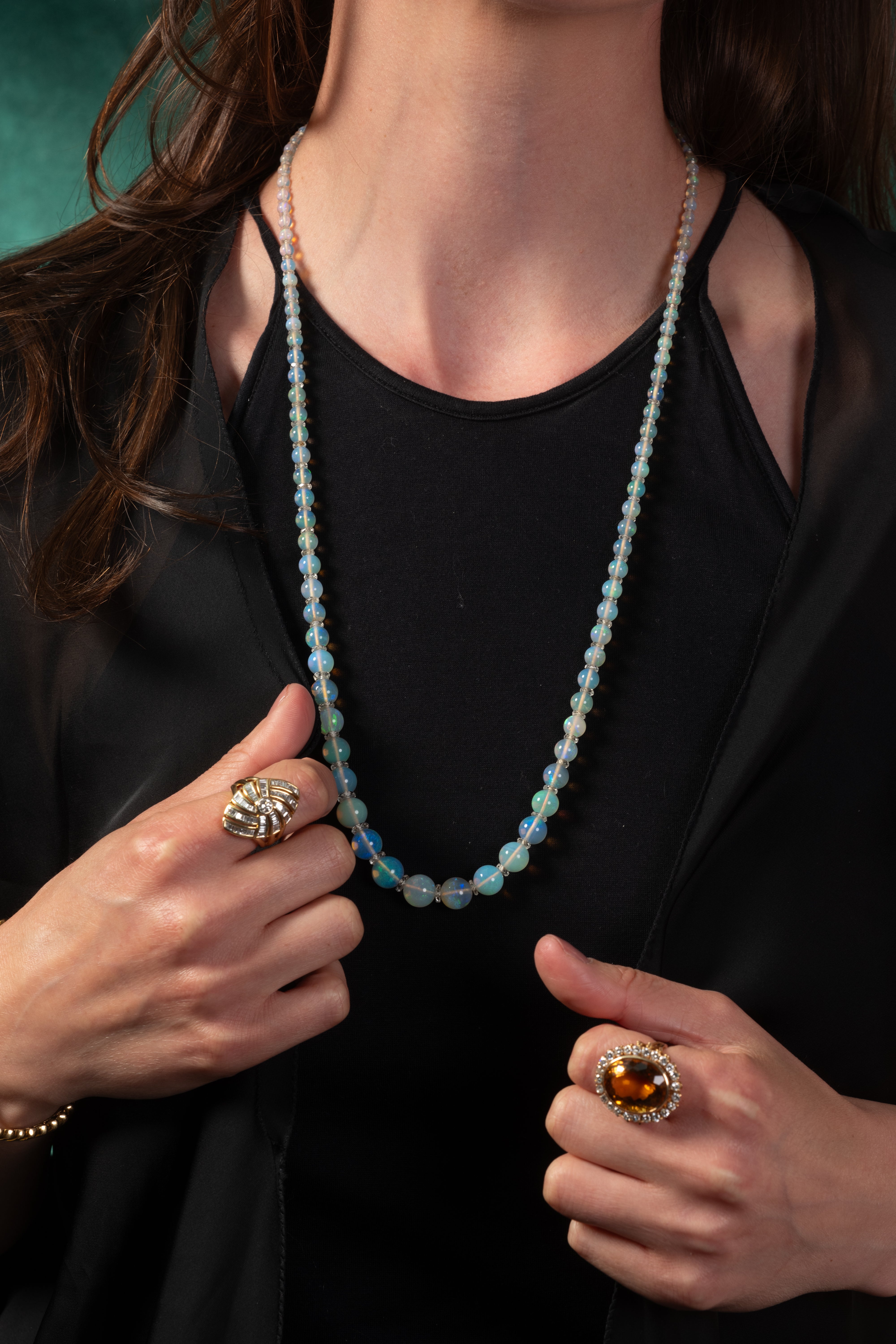 Opal Bead & Rock Crystal Necklace - Wildsmith Jewellery