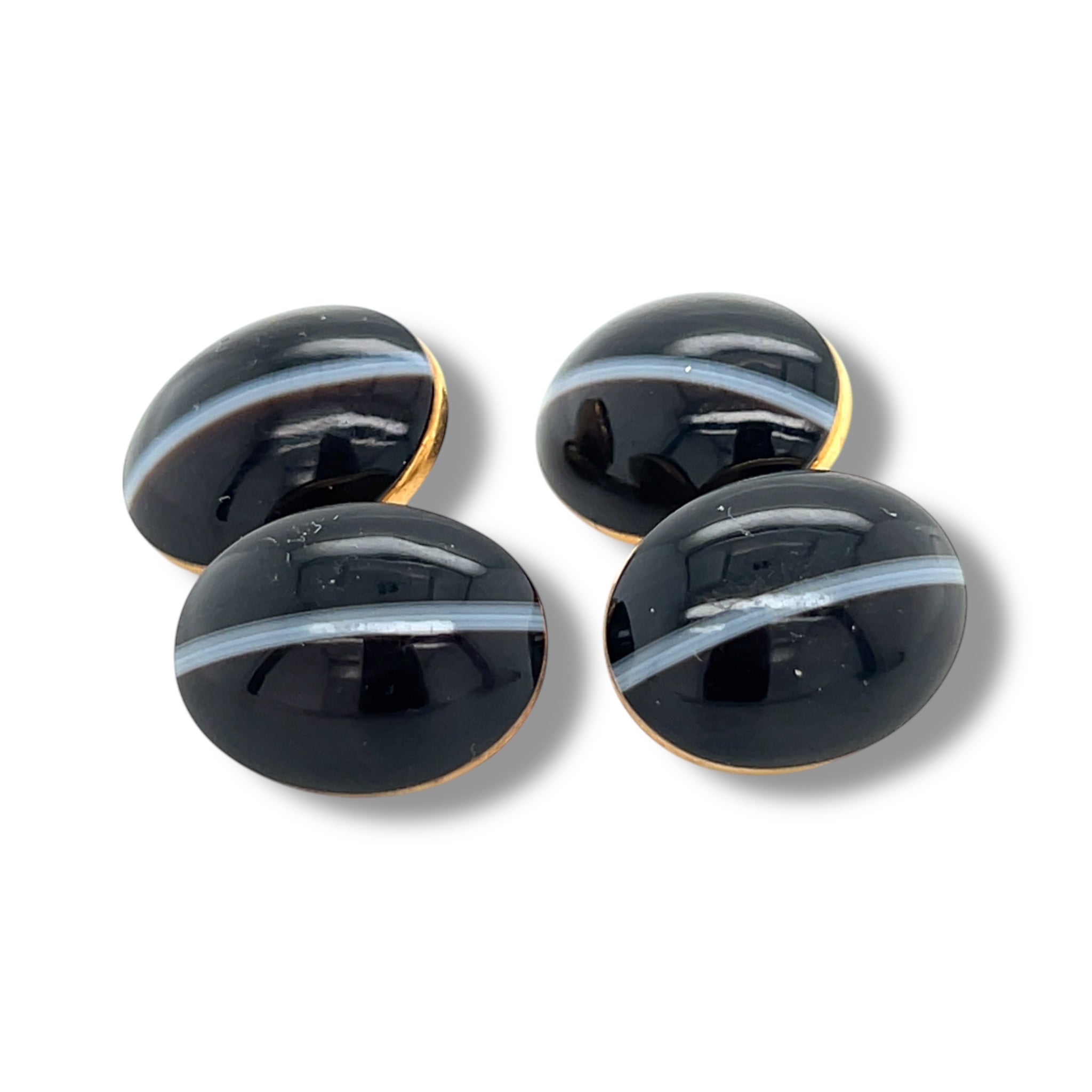 Antique Banded Agate Cufflinks in 15ct Gold - Wildsmith Jewellery
