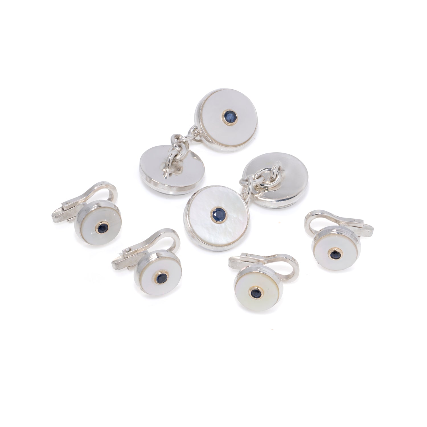 Sapphire & Mother of Pearl Round Dress Set - Wildsmith Jewellery
