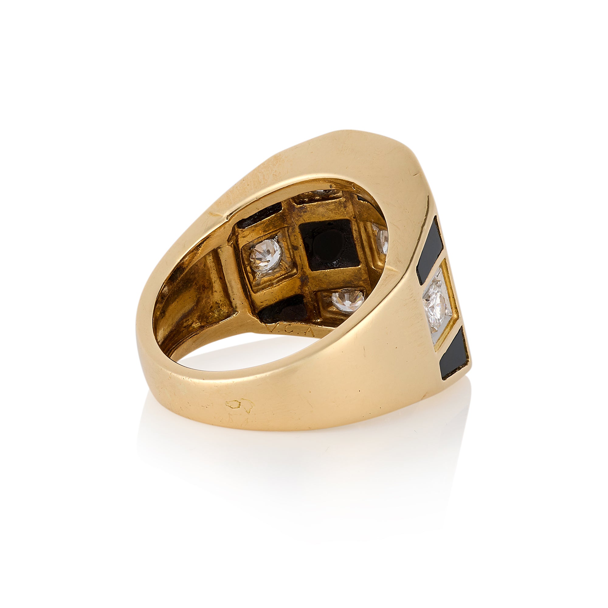 1970's Van Cleef & Arpels Onyx & Diamond Chequerboard Ring - Wildsmith Jewellery
