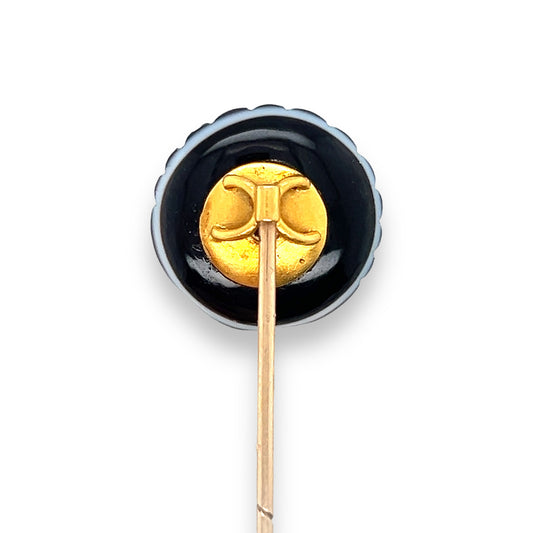 Victorian Shell Agate & Diamond Stickpin - Wildsmith Jewellery