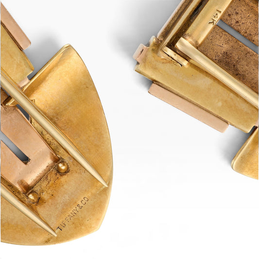 Tiffany & Co. 14ct Two-Tone Gold Arrow Dress Clips, c.1940