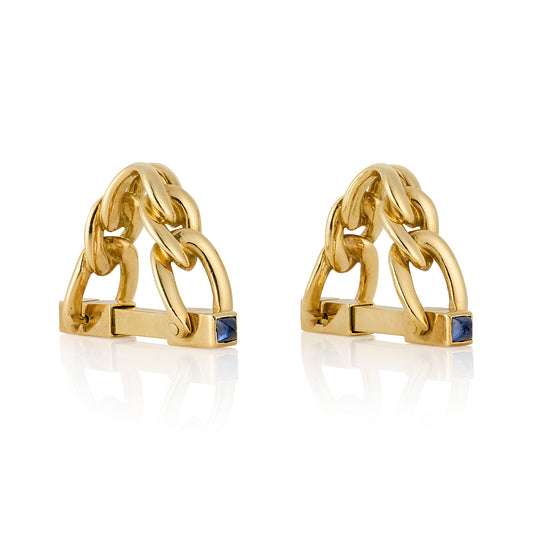 1950's Boucheron 18ct Gold & Sapphire Cufflinks - Wildsmith Jewellery