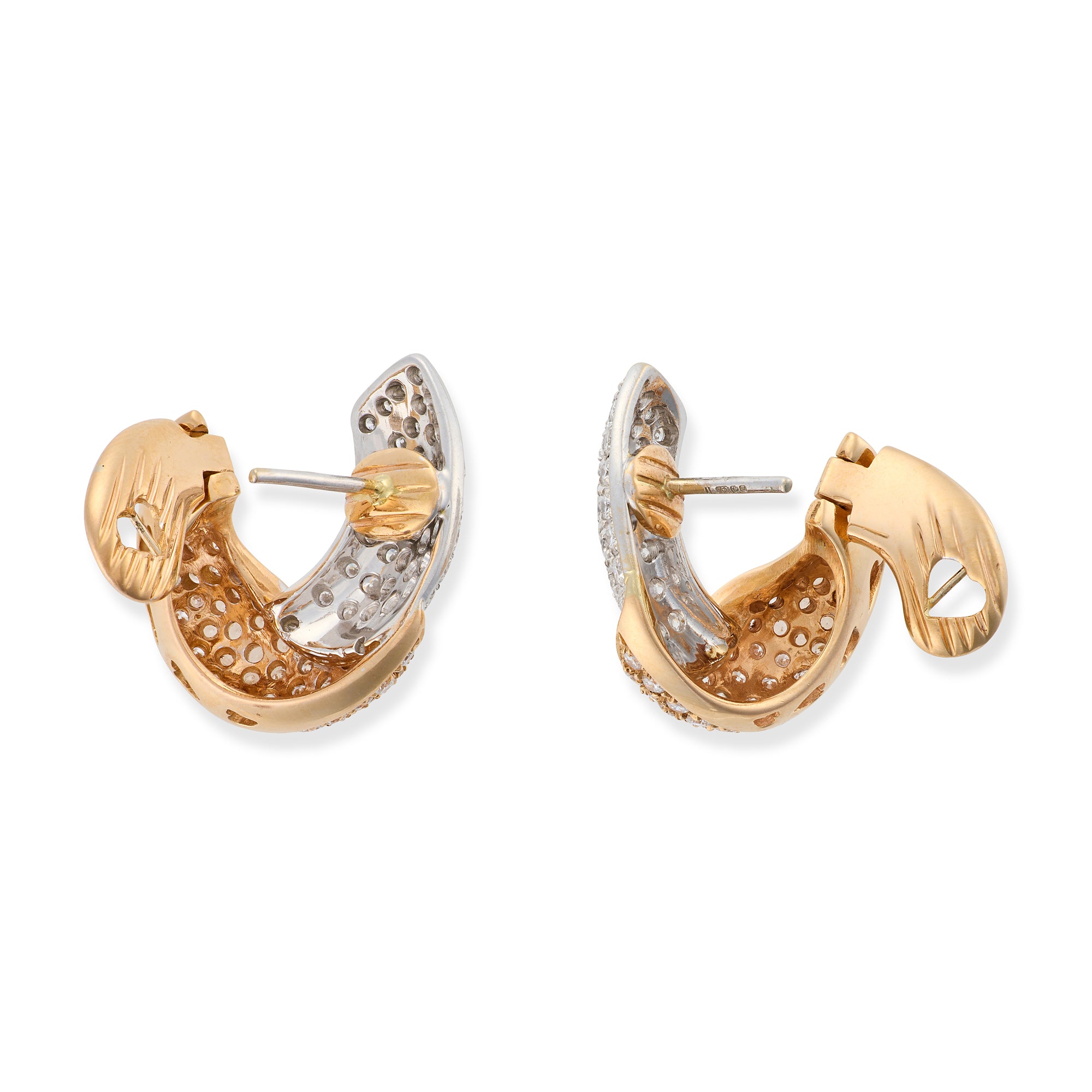 18ct Gold & Diamond Two colour Earrings