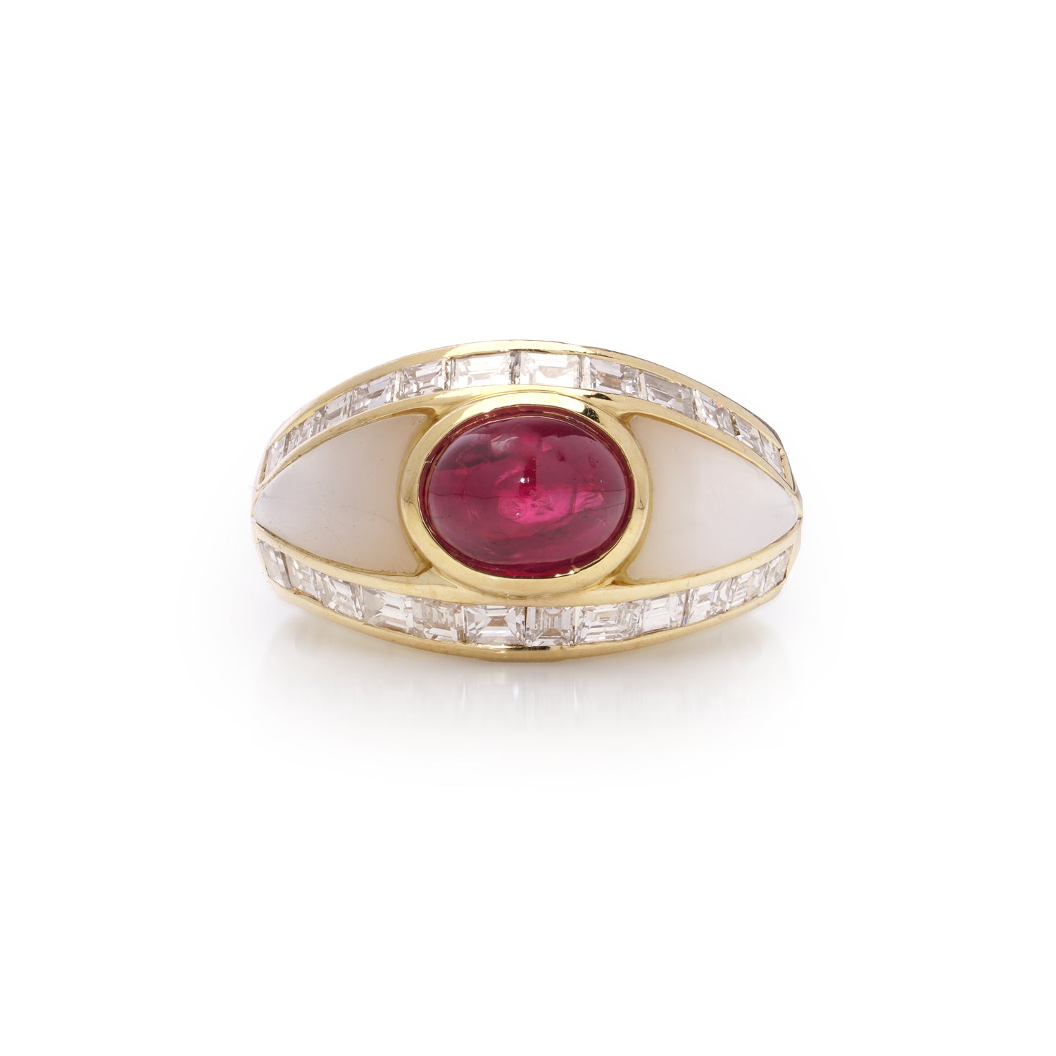Ruby, Diamond & Mother of Pearl Ring - Wildsmith Jewellery