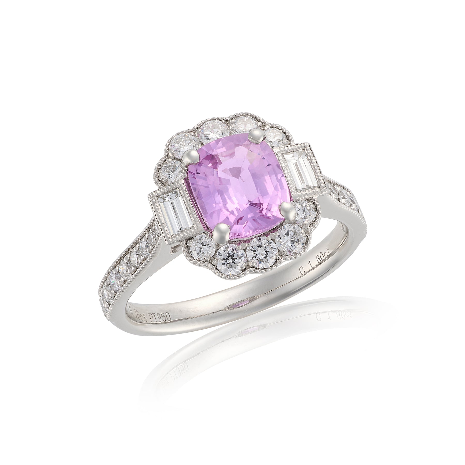 Art Deco Pink Sapphire & Diamond Ring - Wildsmith Jewellery