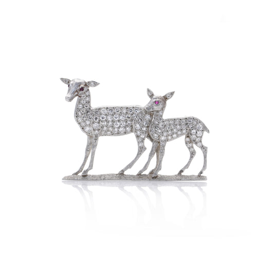 Art Deco Diamond Deer Brooch - Wildsmith Jewellery