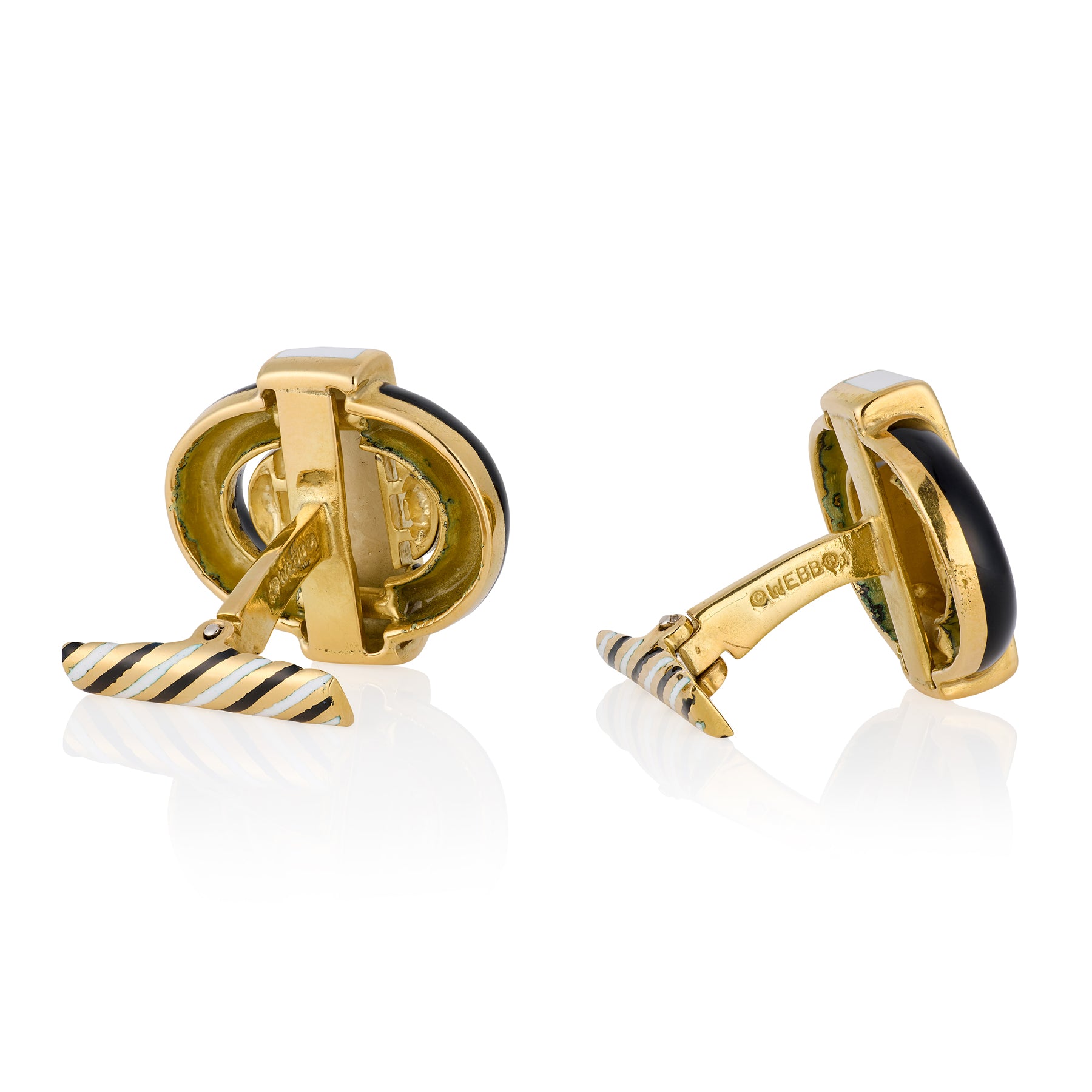 Geometric 18ct Gold & Enamel Cufflinks