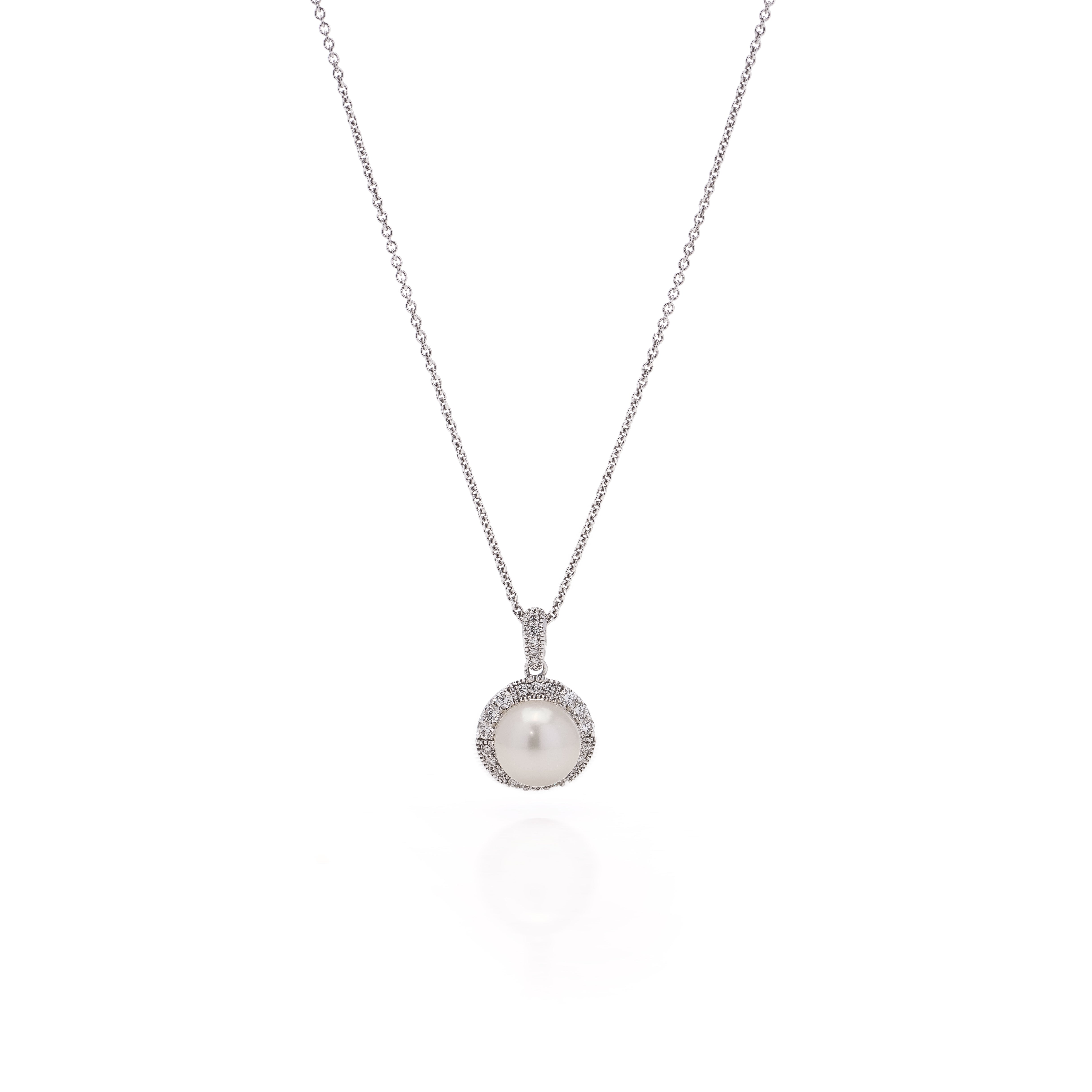 Pearl & Diamond Cluster Pendant - Wildsmith Jewellery