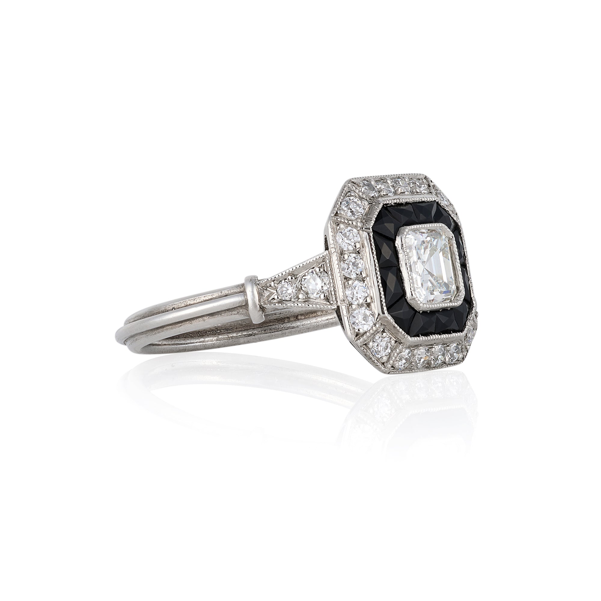 Art Deco Style Onyx & Diamond Ring - Wildsmith Jewellery