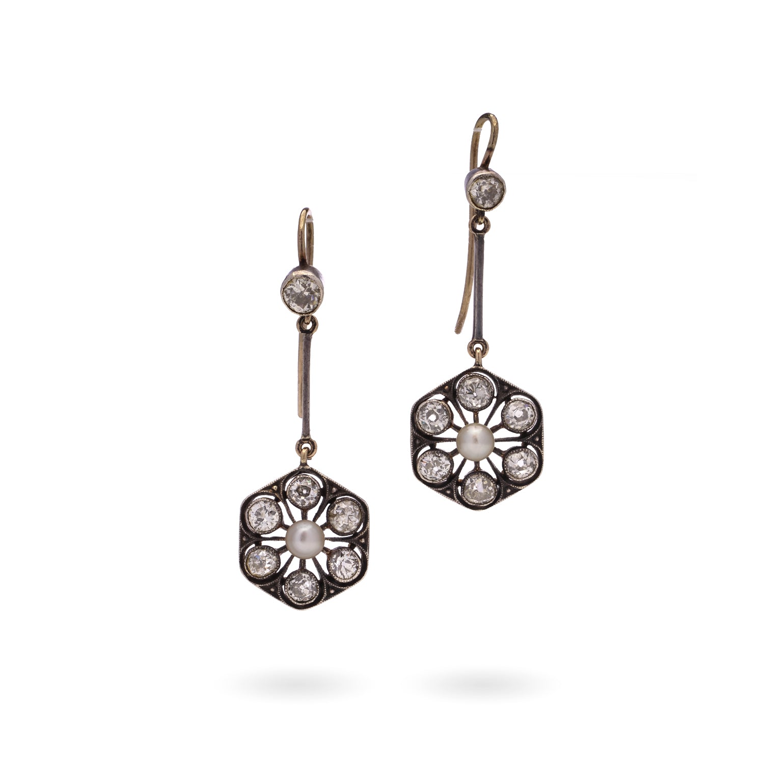 Victorian Pearl & Diamond Earrings - Wildsmith Jewellery