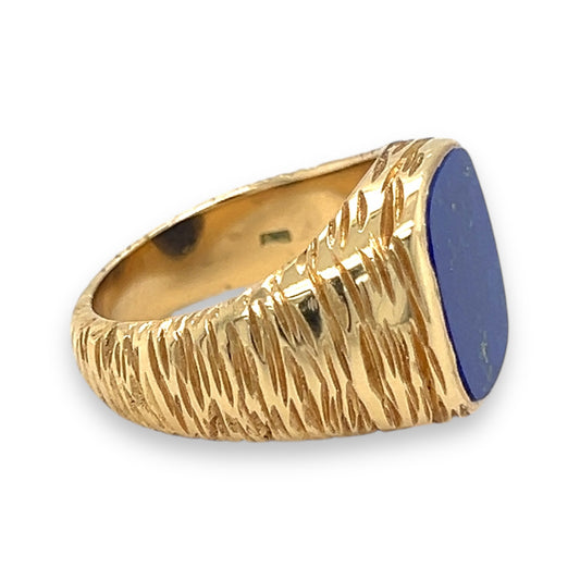18ct Gold Bark Effect Signet Ring - Wildsmith Jewellery