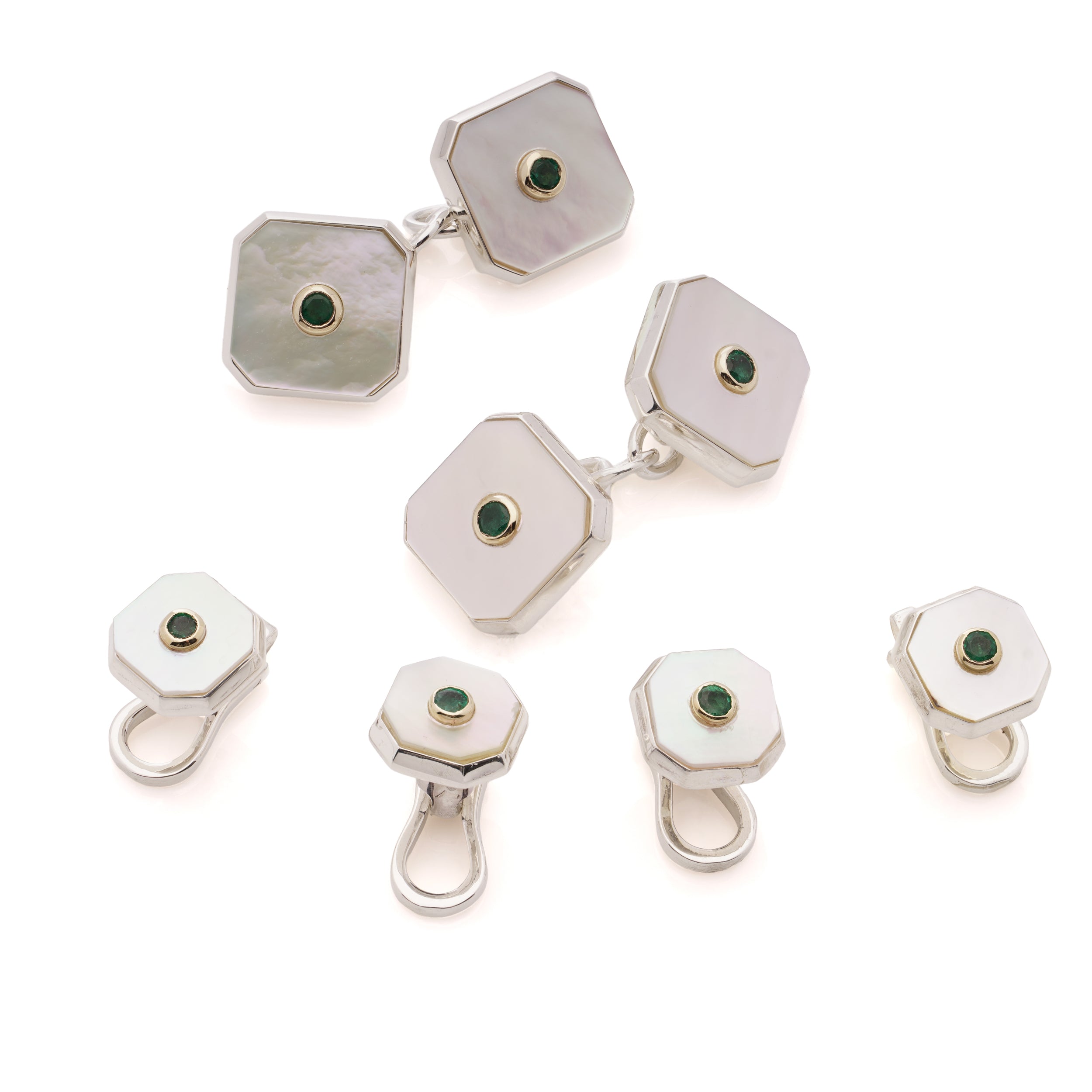 Emerald & Mother of Pearl Dress Set - Wildsmith Jewellery