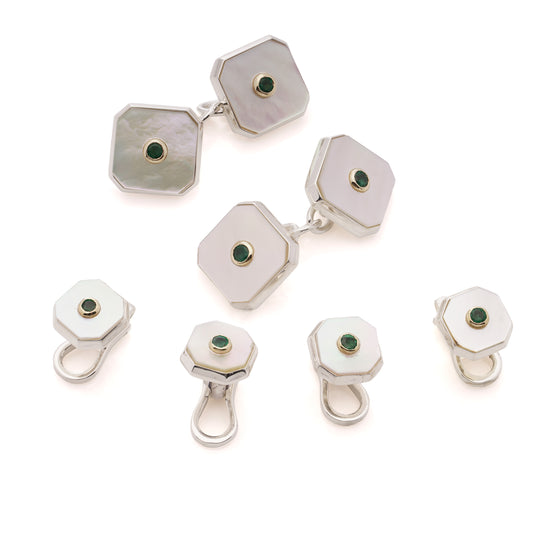 Emerald & Mother of Pearl Dress Set - Wildsmith Jewellery