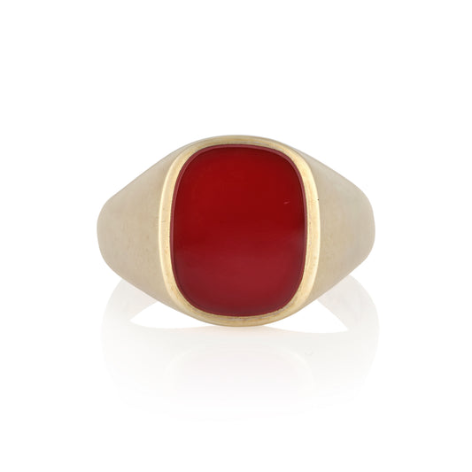 15 x 12mm Cushion Shaped Carnelian Signet Ring - Wildsmith Jewellery