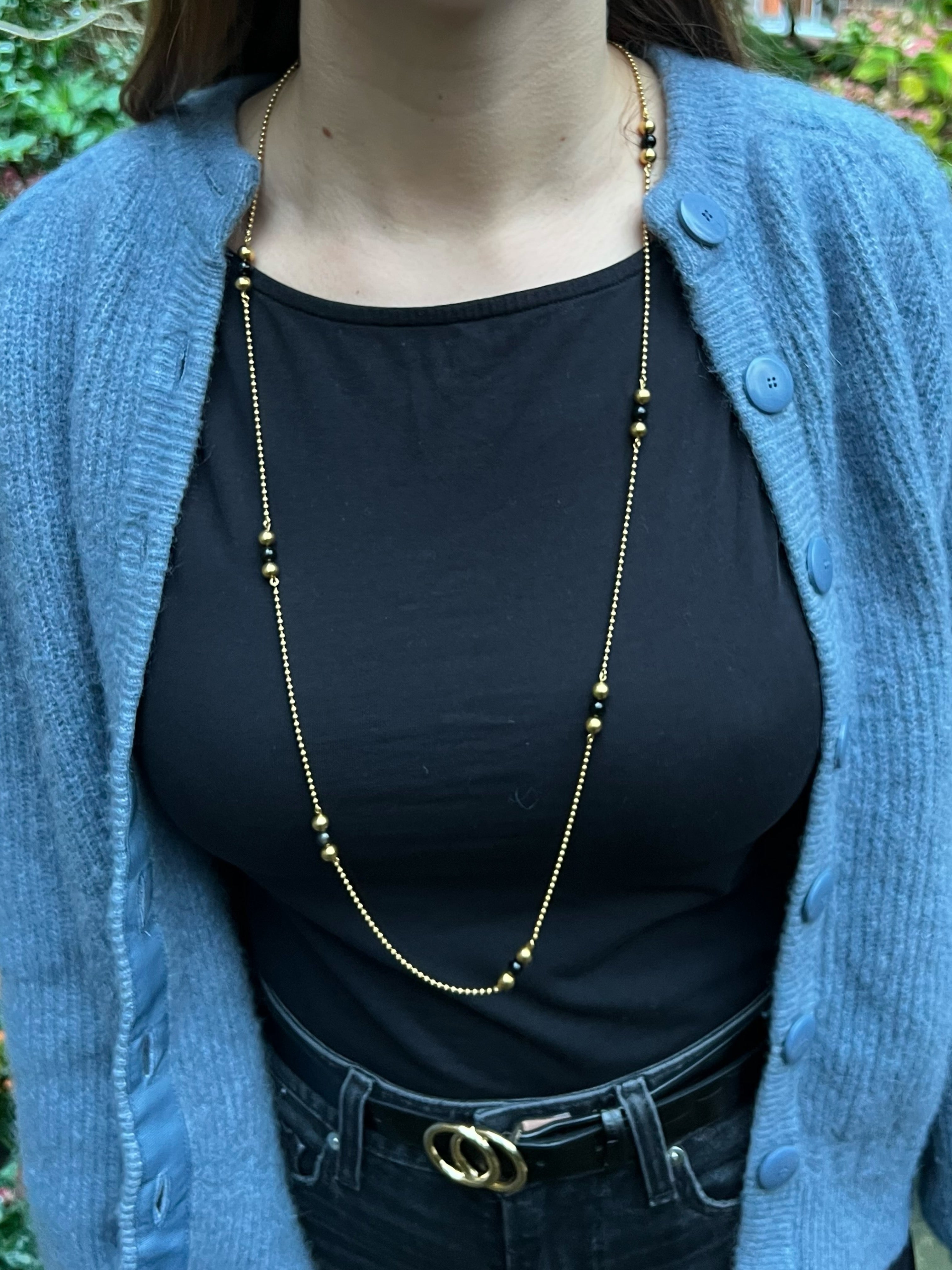 18ct Gold & Onyx Chain Necklace - Wildsmith Jewellery