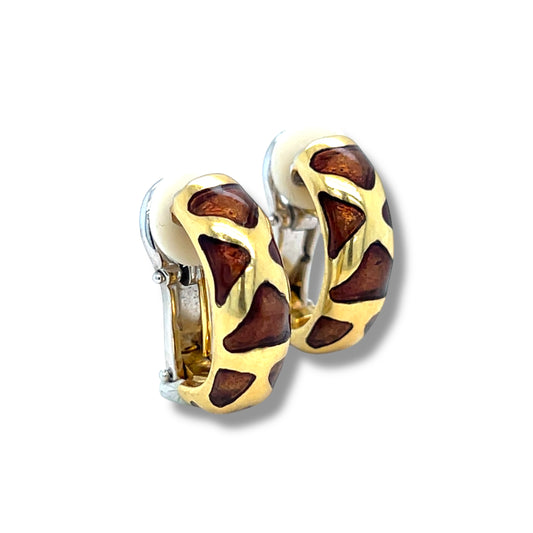 Gold & Enamel 'Giraffe' Earrings by Roberto Coin - Wildsmith Jewellery
