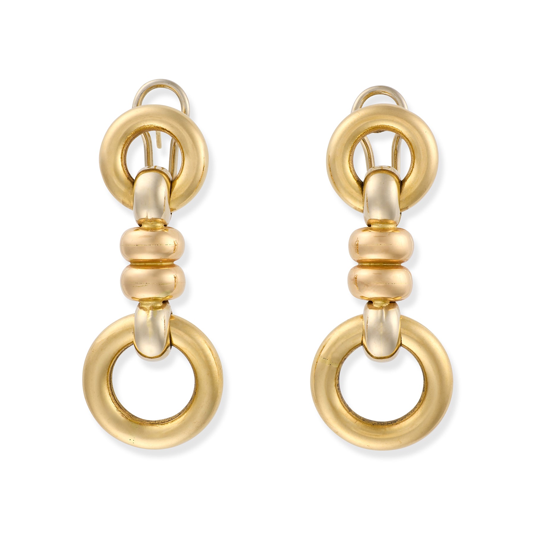 Vintage 18ct Three Colour Gold Earrings