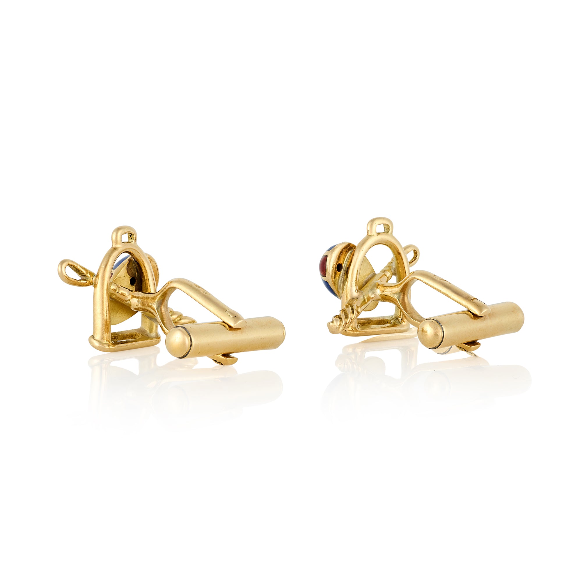 18ct Gold & Enamel Equestrian Cufflinks - Wildsmith Jewellery