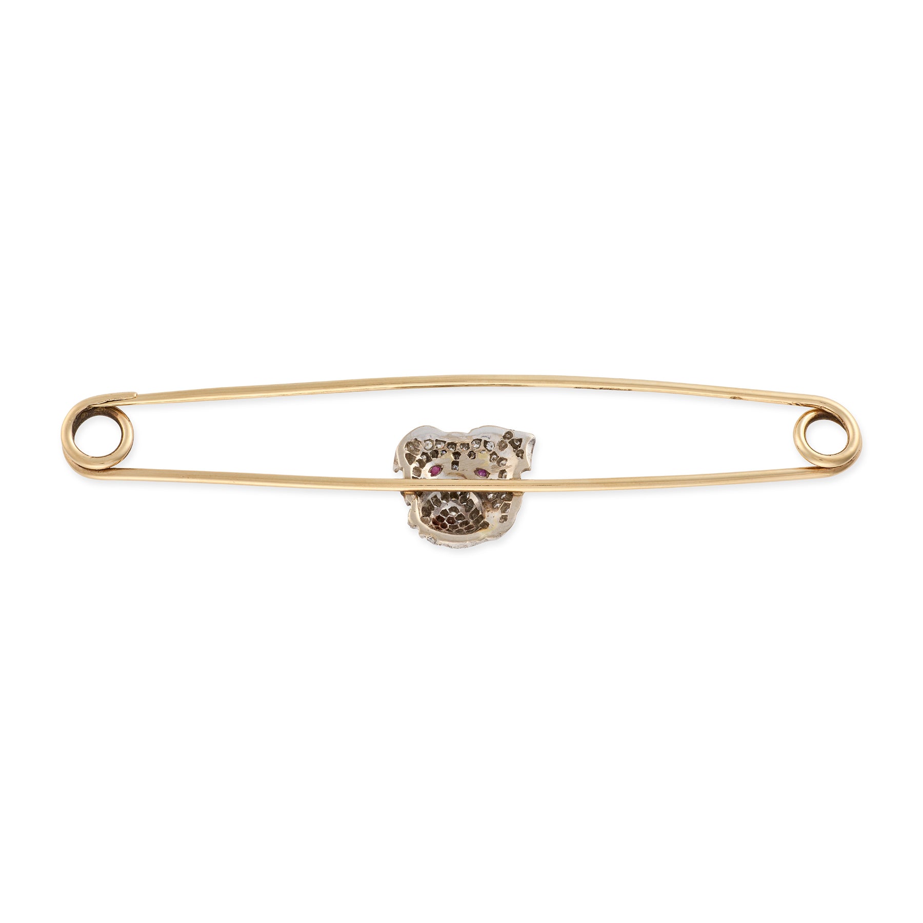 Large Gold & Diamond British Bulldog Nappy Pin