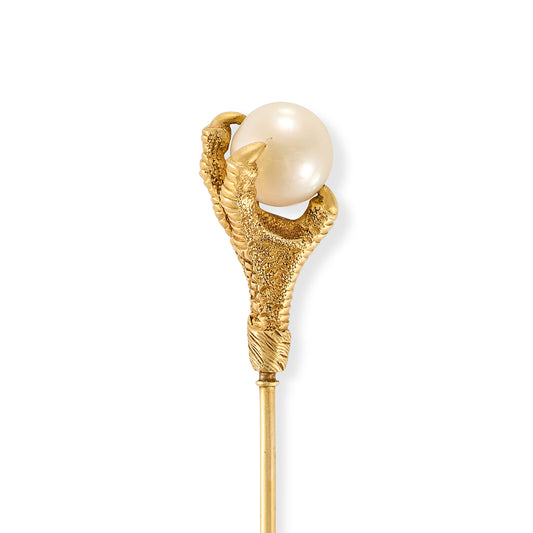 Victorian 18ct Eagle Claw and Pearl Stickpin