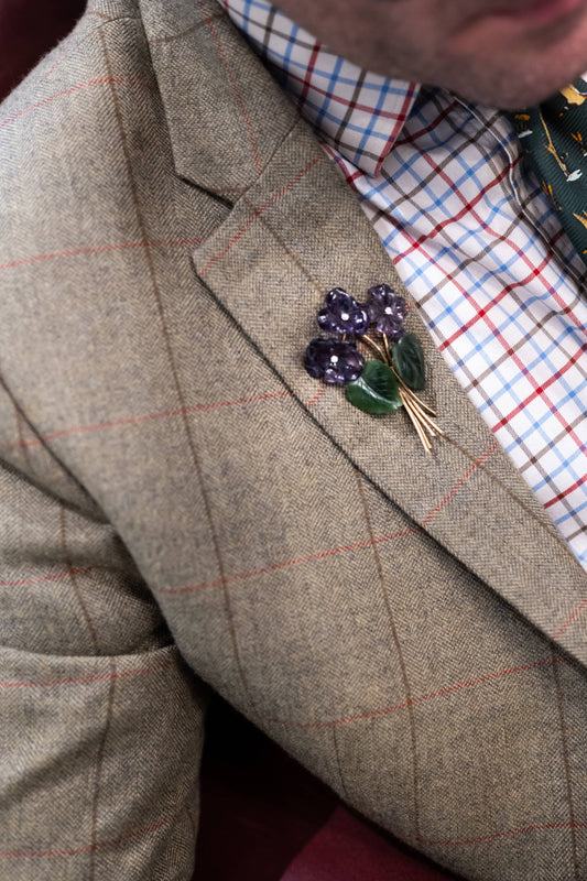 Amethyst, Nephrite & Diamond Brooch - Wildsmith Jewellery