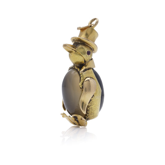 Victorian Moonstone & Onyx Penguin Charm / Pendant, 15ct - Wildsmith Jewellery