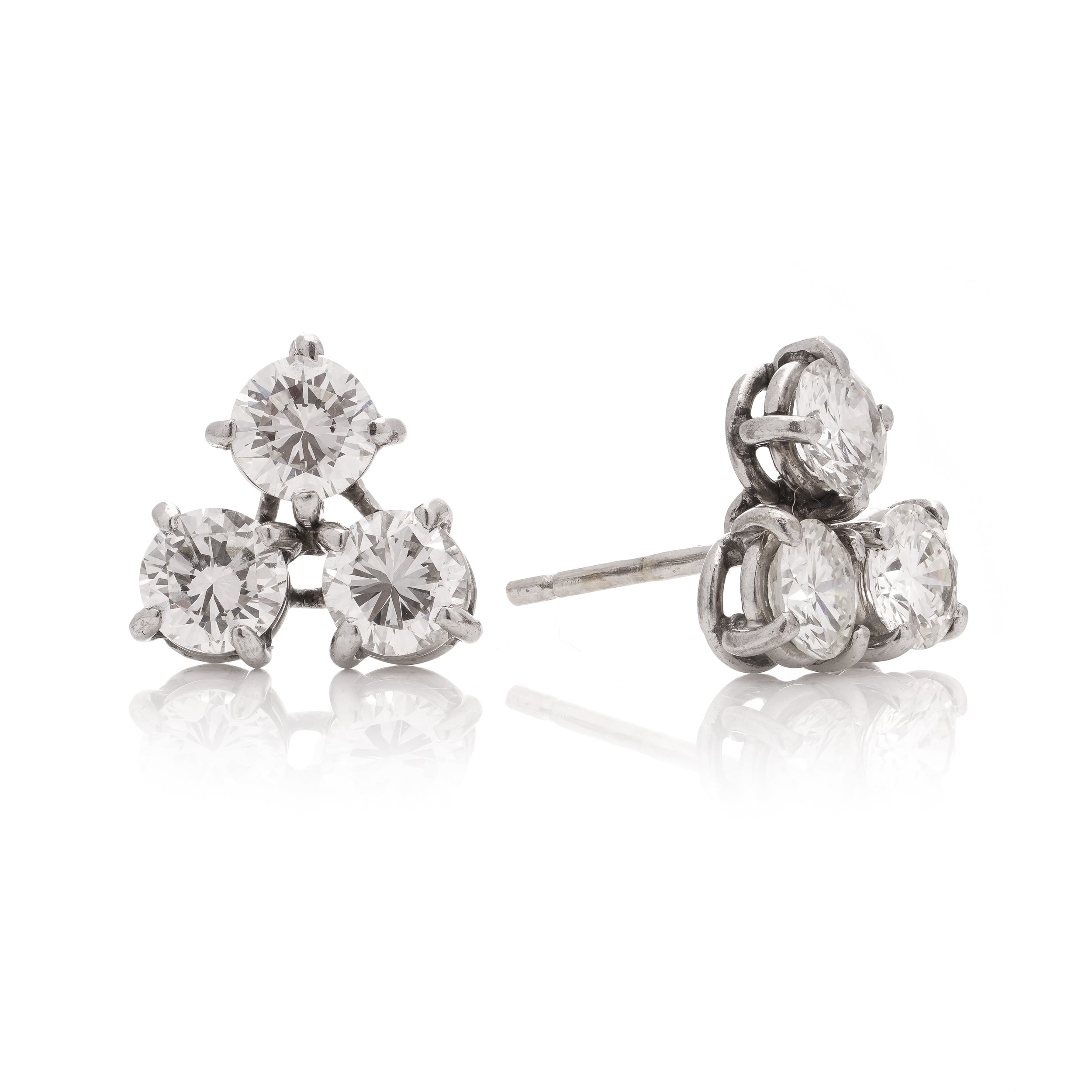 Triple Diamond Stud Earrings - Wildsmith Jewellery