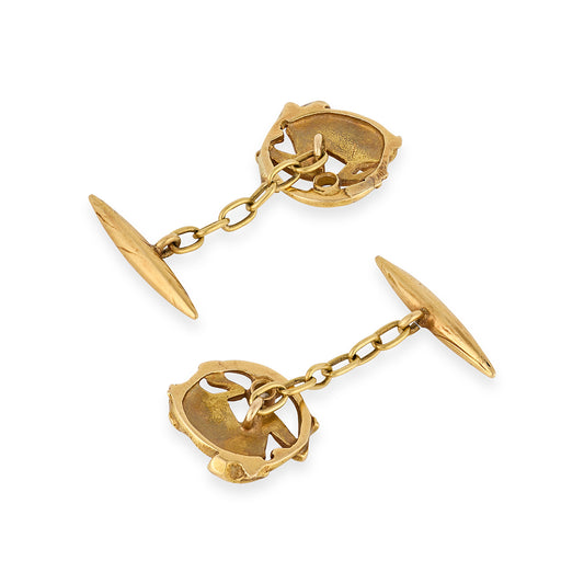 Art Nouveau Gold & Diamond Frog Cufflinks - Wildsmith Jewellery
