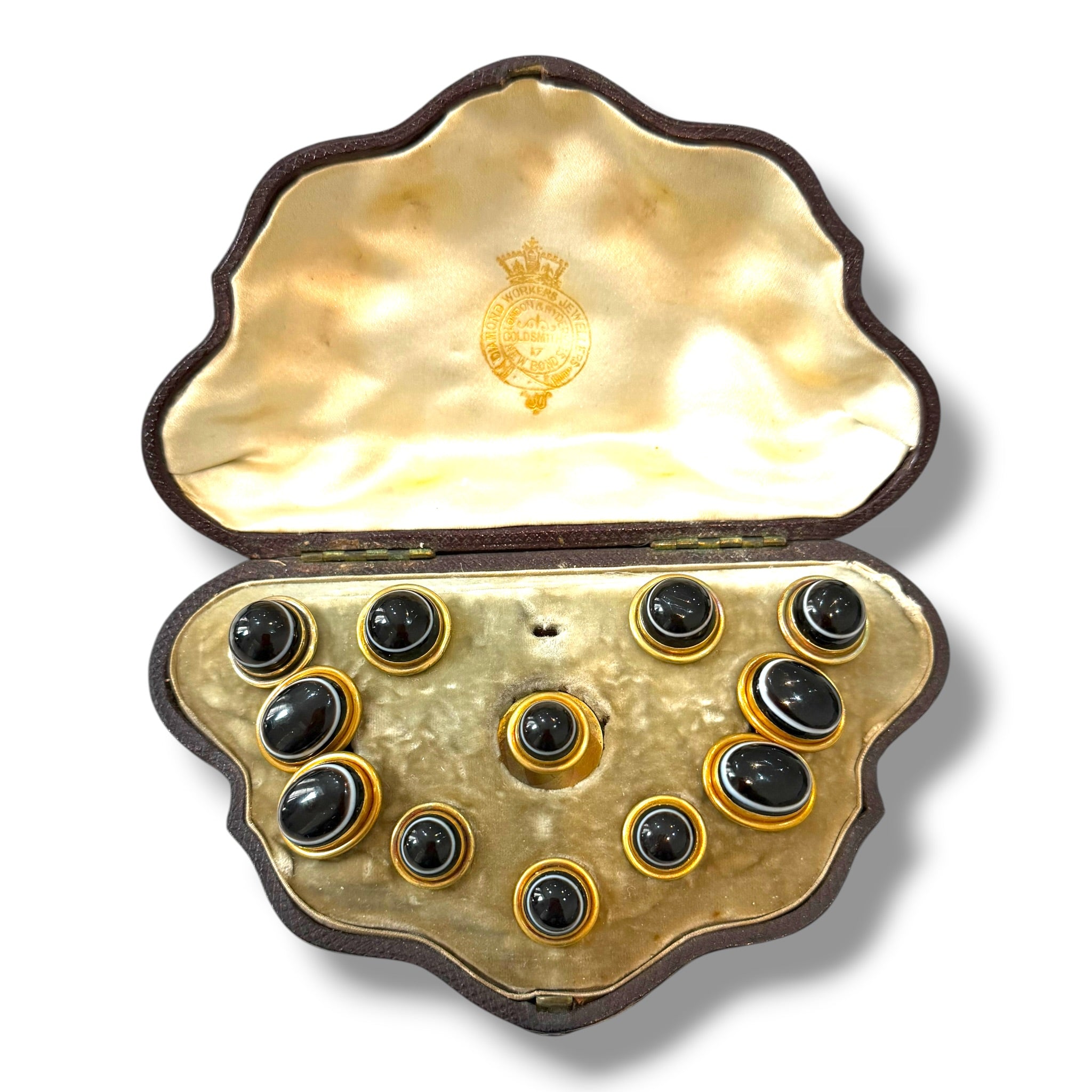 Antique 18ct Bullseye Agate Dress Set - Wildsmith Jewellery