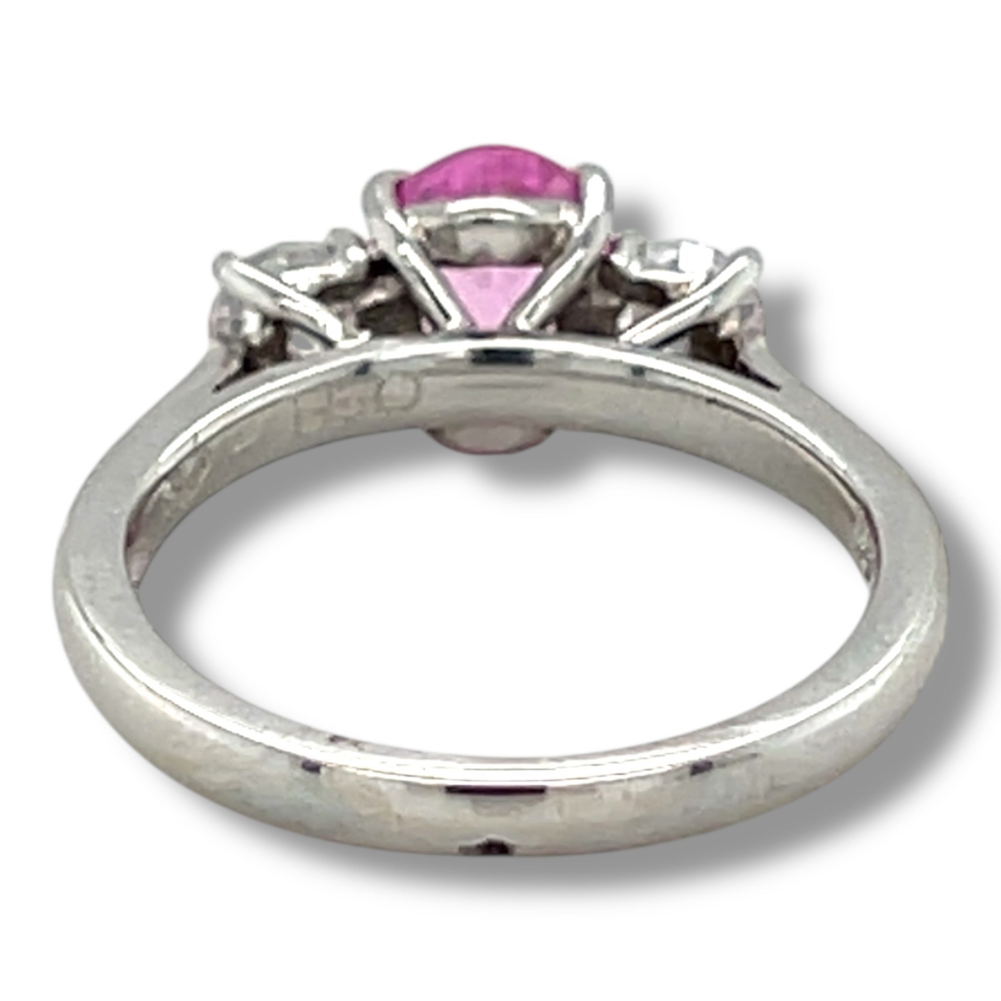 Pink Sapphire and Diamond Platinum Ring - Wildsmith Jewellery