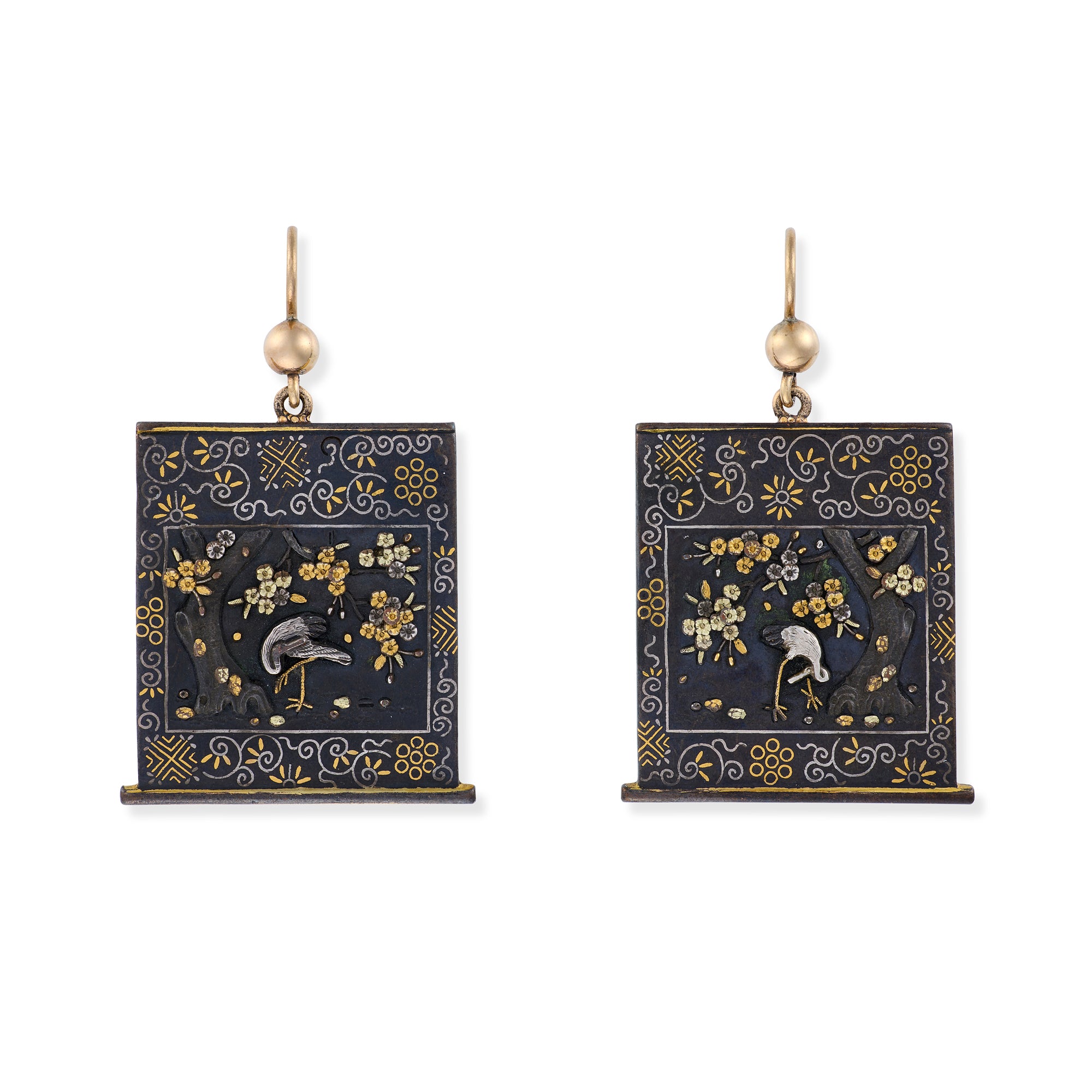 Antique Shakudo Earrings & Necklace Suite - Wildsmith Jewellery