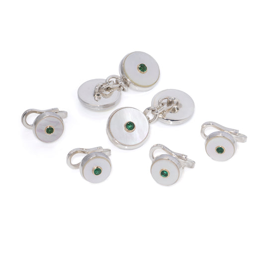 Emerald & Mother of Pearl Round Dress Set - Wildsmith Jewellery