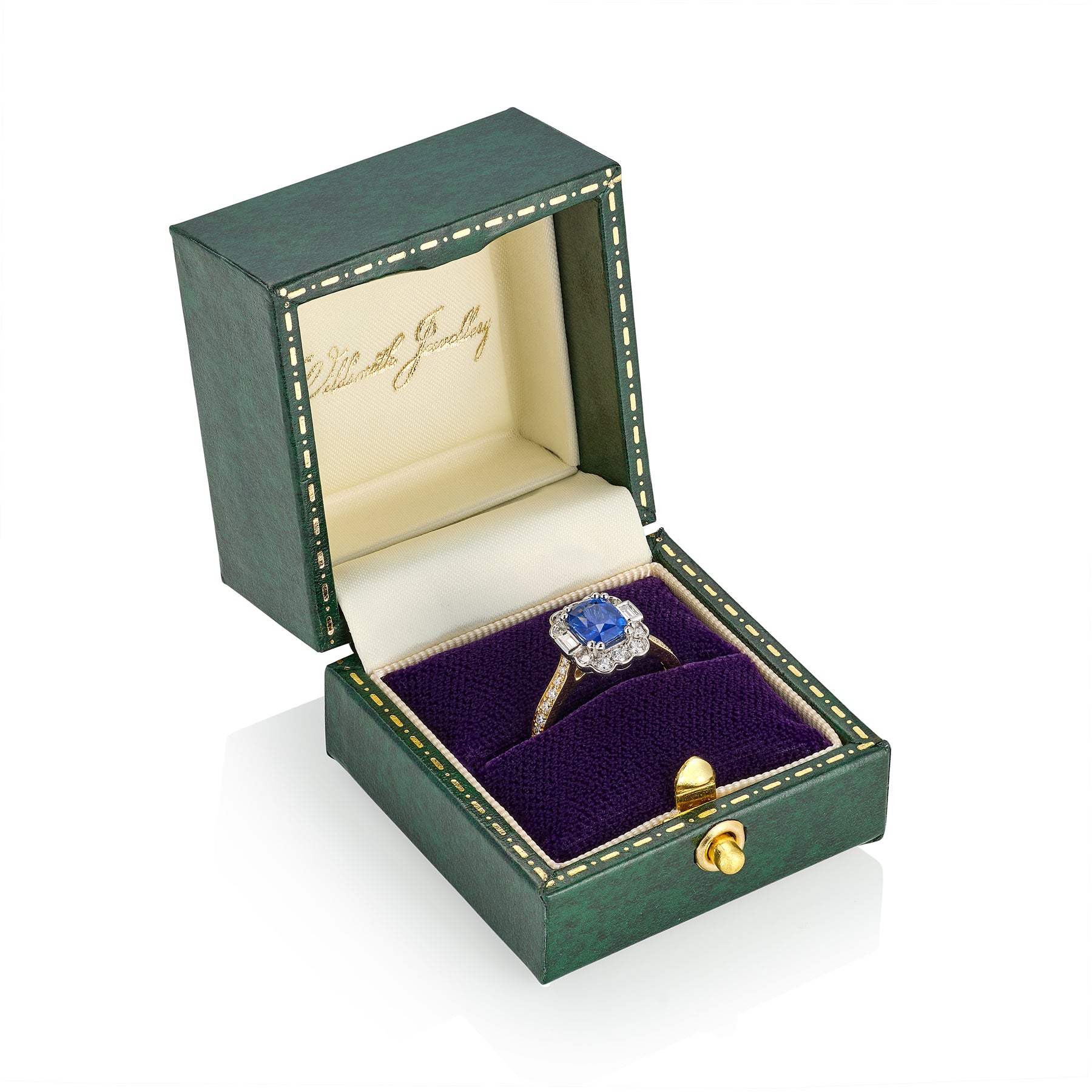 1.55ct Cushion Cut Sapphire & Diamond Ring - Wildsmith Jewellery