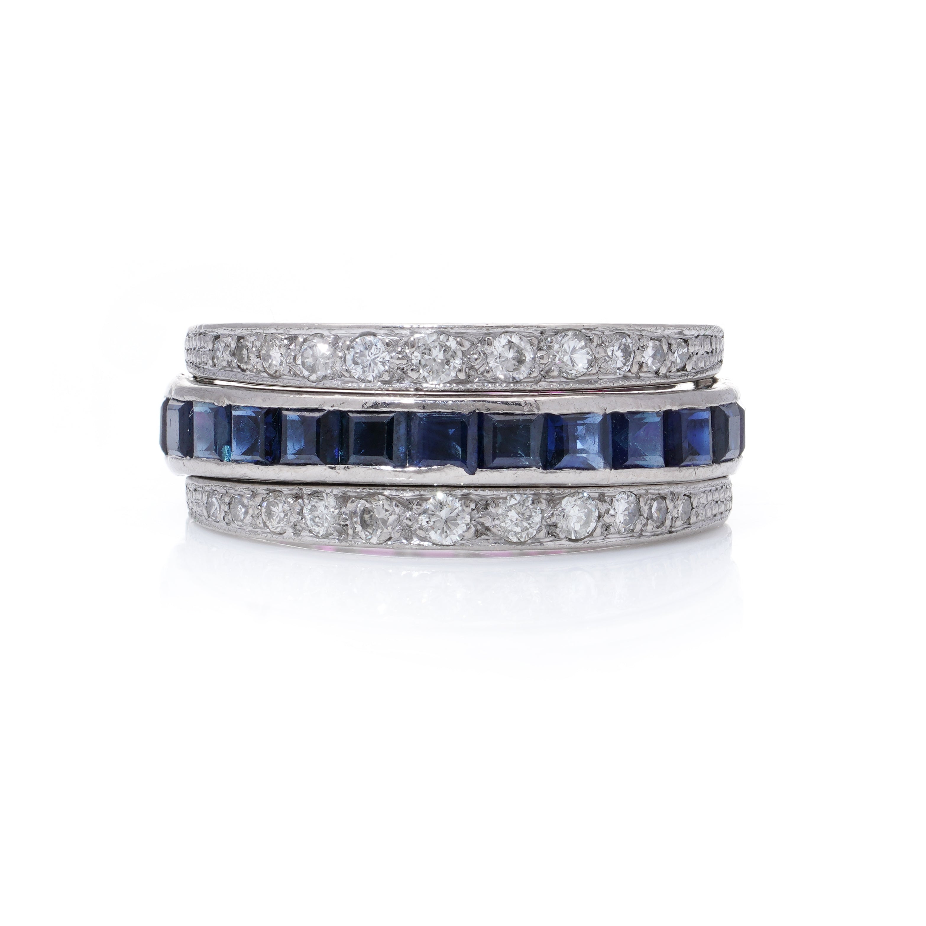 Art Deco Sapphire, Ruby & Diamond 'Flip over’ Ring - Wildsmith Jewellery
