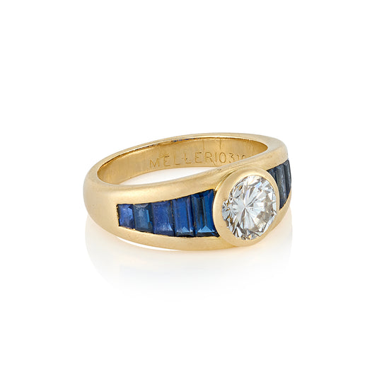 Vintage Sapphire & Diamond Ring by Mellerio - Wildsmith Jewellery