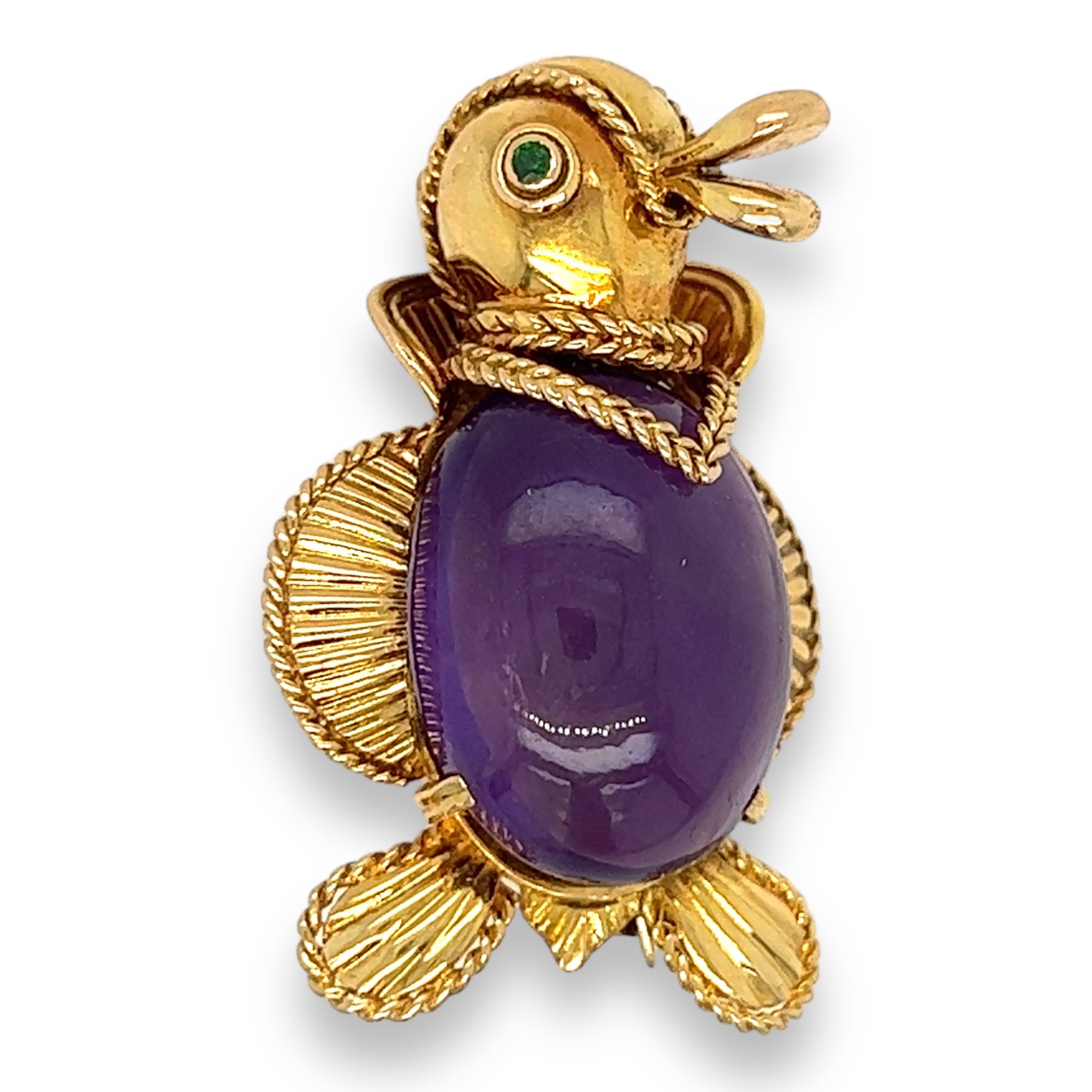 Amethyst & Tsavorite Duck Brooch, French - Wildsmith Jewellery