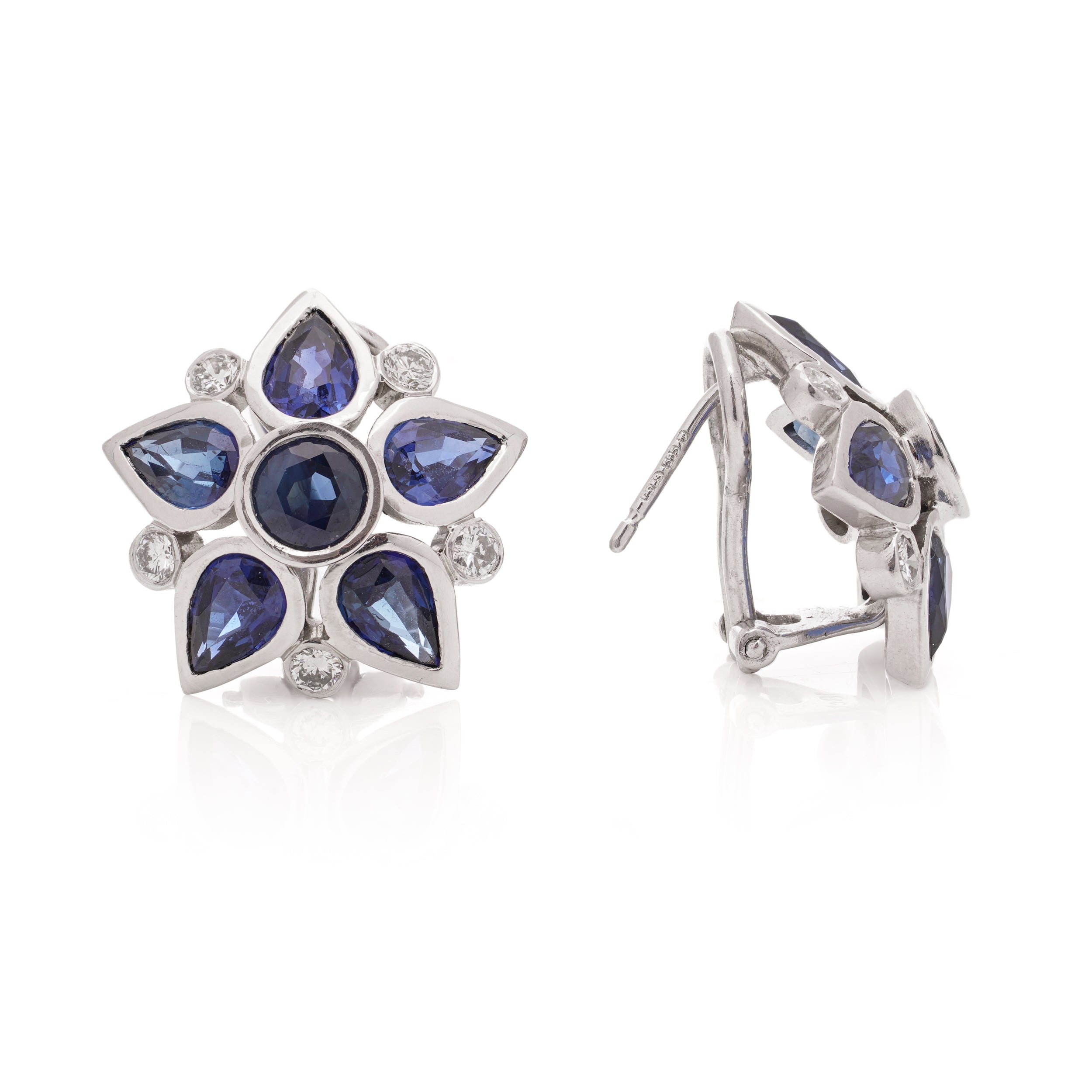 18ct White Gold Sapphire & Diamond Earrings - Wildsmith Jewellery