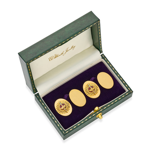Royal Presentation Gold and Enamel Knights Bachelor Cufflinks