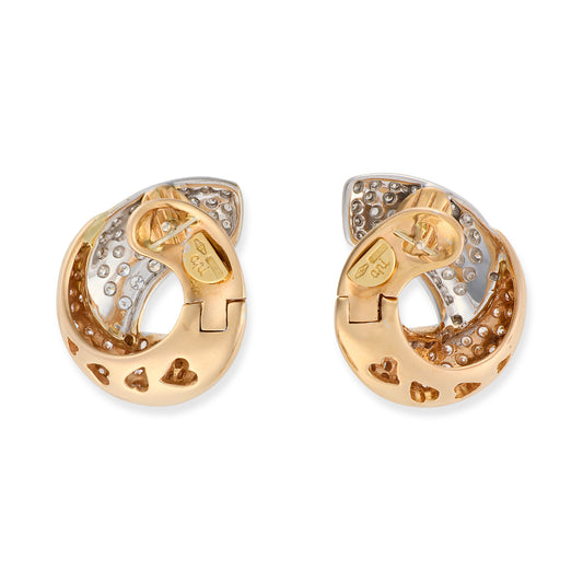 18ct Gold & Diamond Two colour Earrings - Wildsmith Jewellery