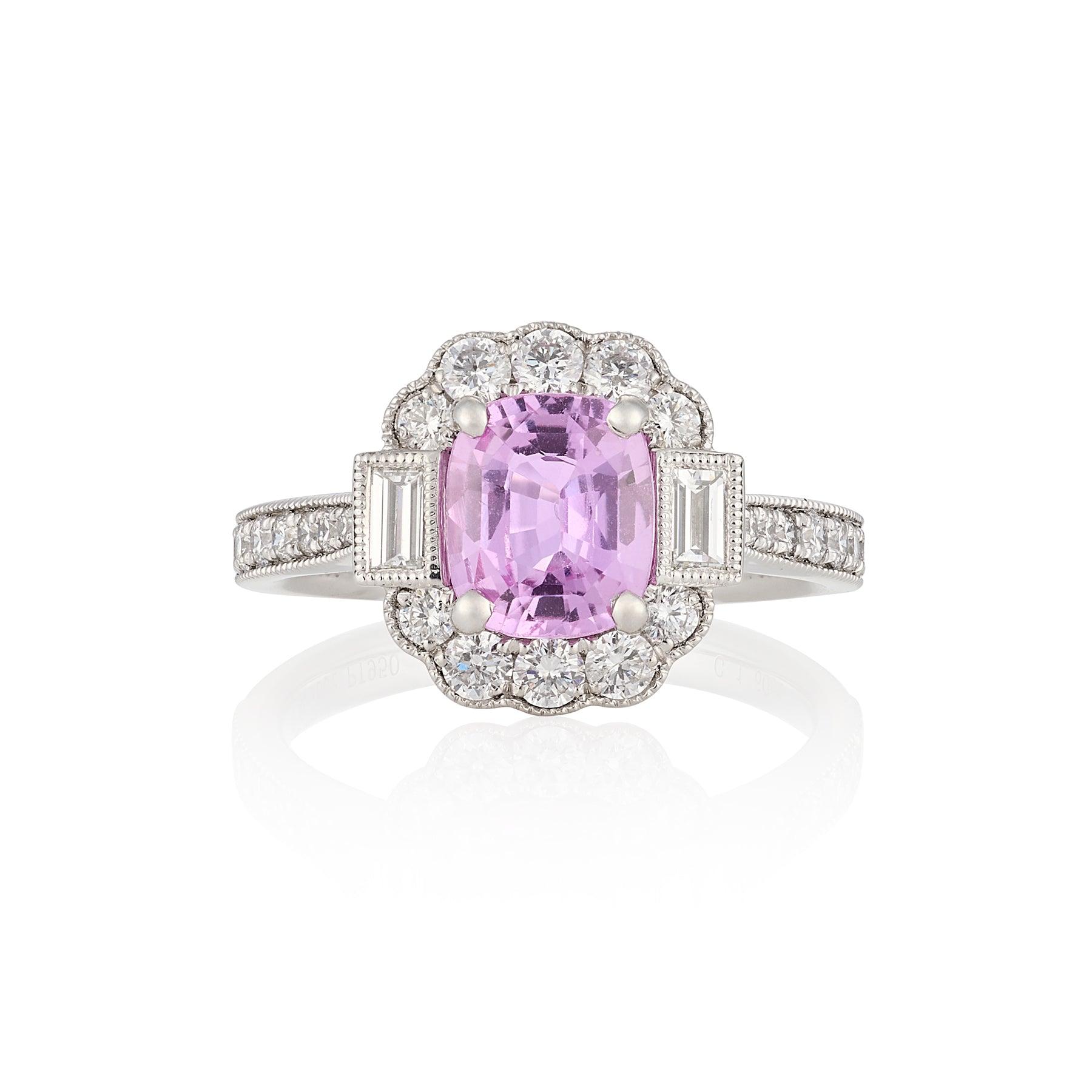Art Deco Pink Sapphire & Diamond Ring - Wildsmith Jewellery