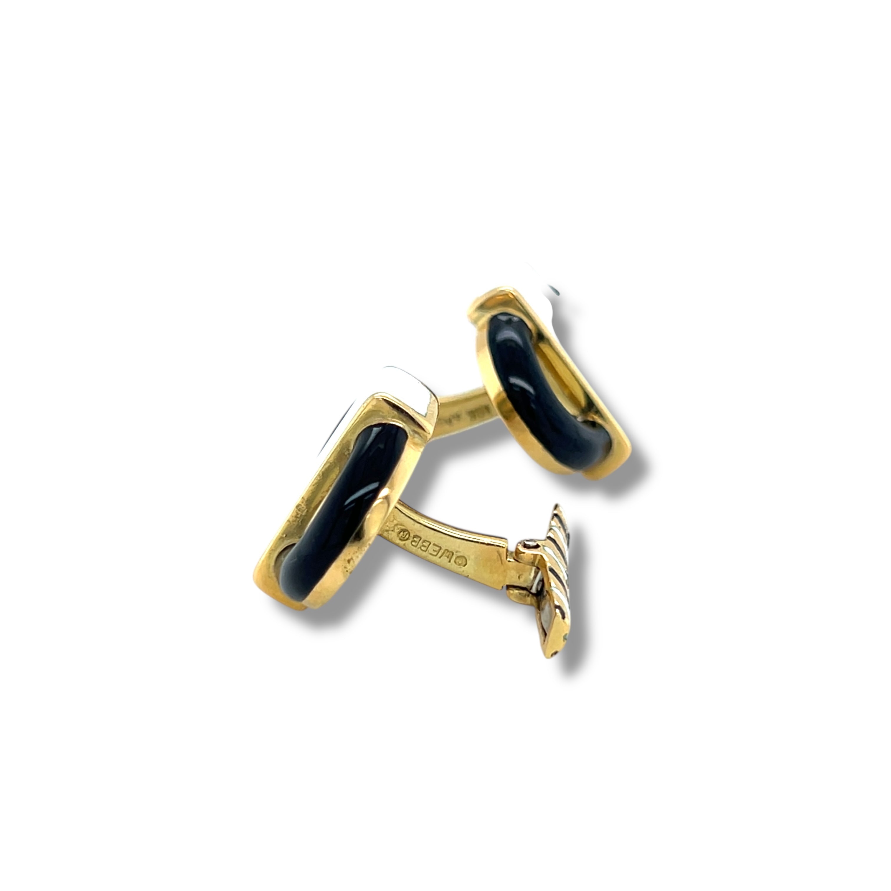 Geometric 18ct Gold & Enamel Cufflinks