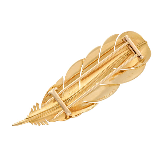Hermes 18ct Gold Feather Brooch, 1950's - Wildsmith Jewellery