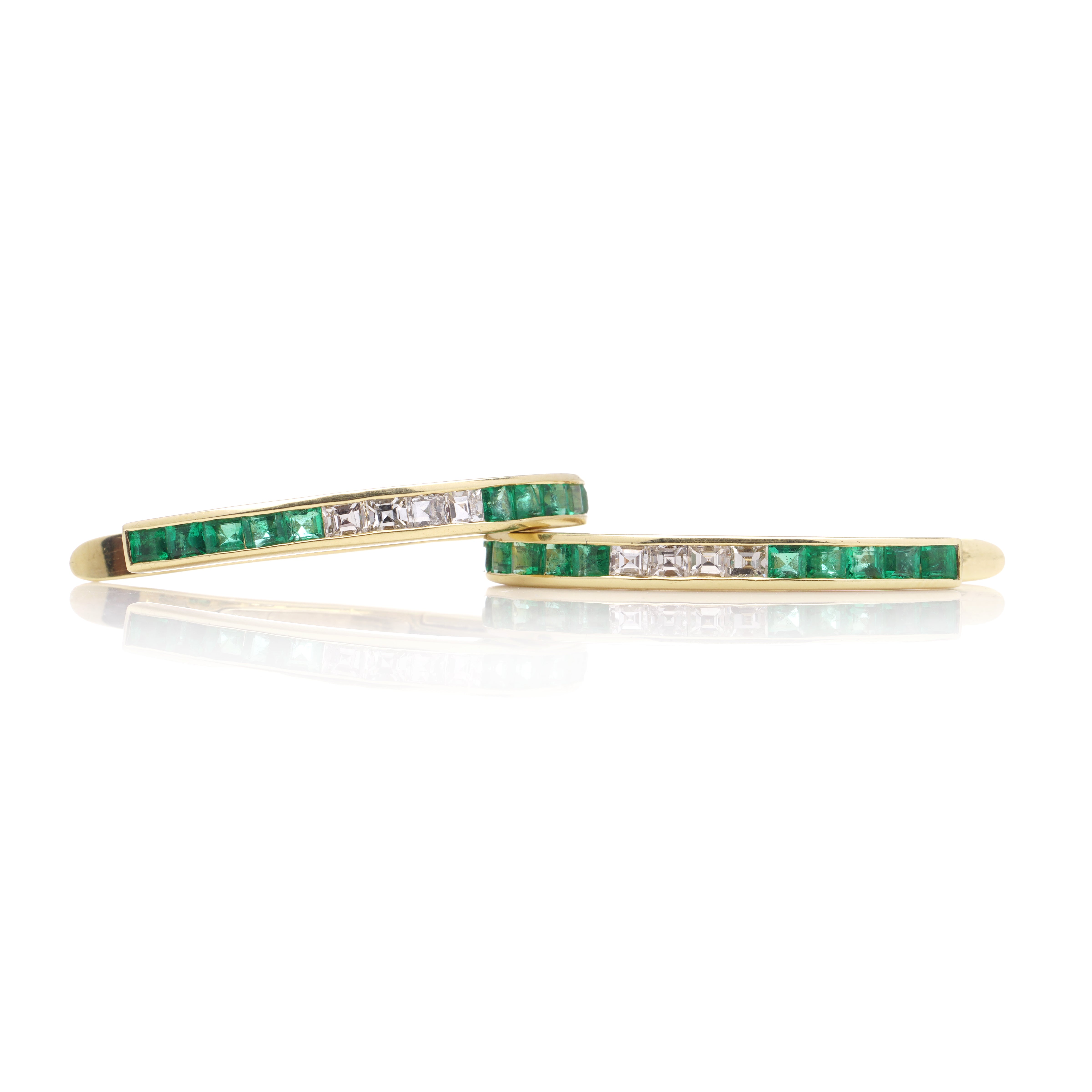 Emerald & Diamond Hoop Earrings, 18ct Gold - Wildsmith Jewellery