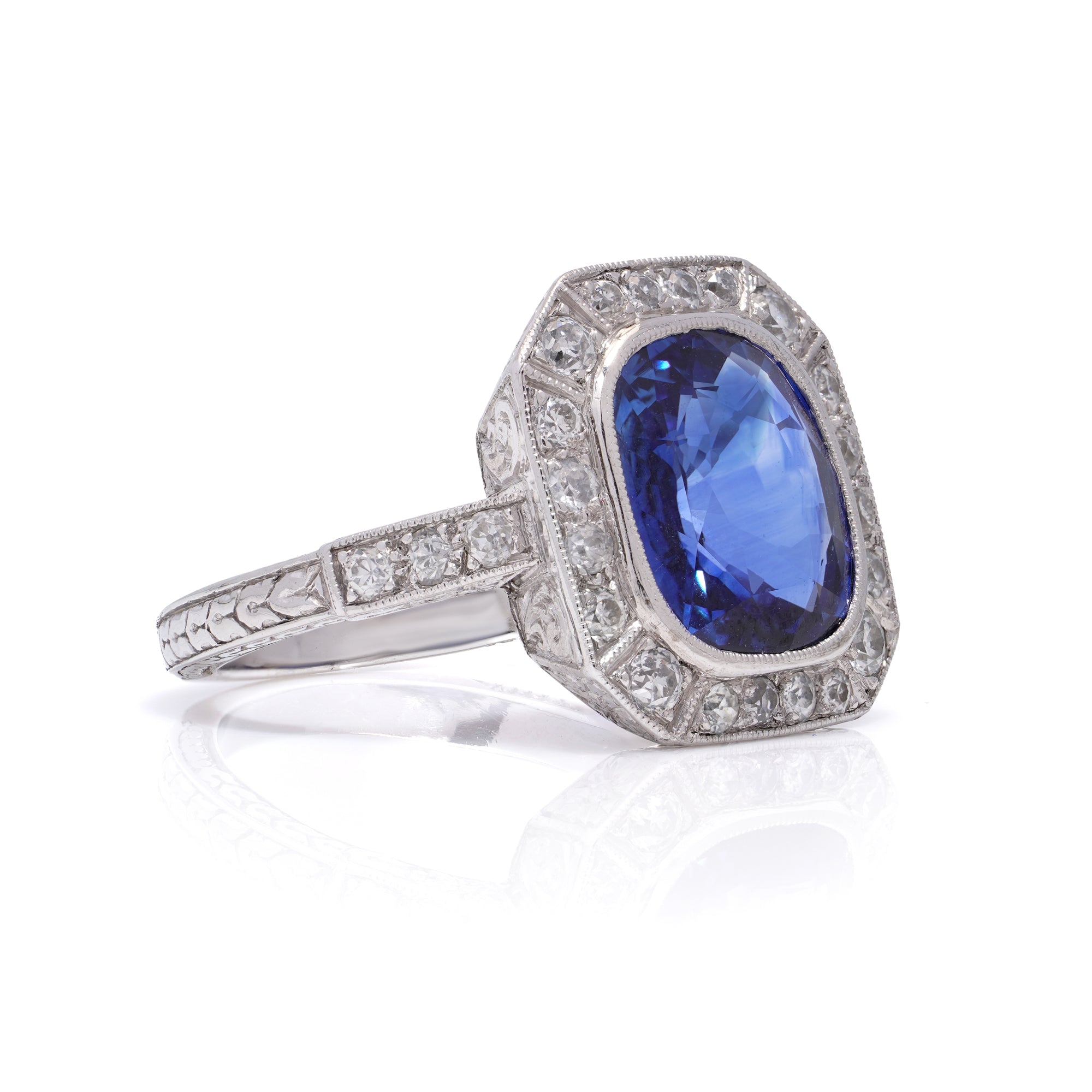 Royal Blue Sapphire & Diamond Ring - Wildsmith Jewellery