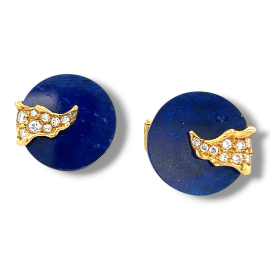 18ct Lapis Lazuli & Diamond Cufflinks by Cartier - Wildsmith Jewellery