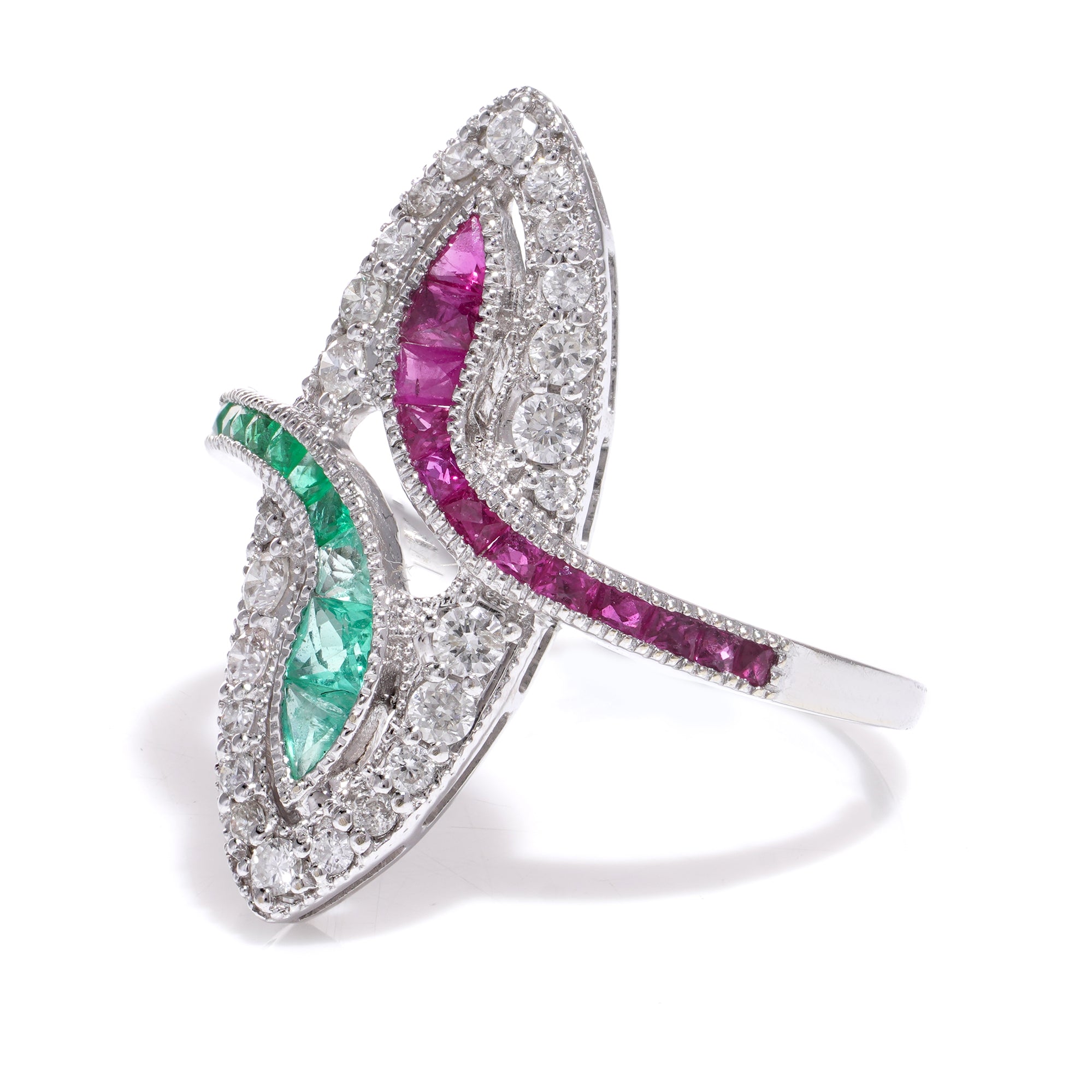 Emerald, Ruby and Diamond Ring - Wildsmith Jewellery