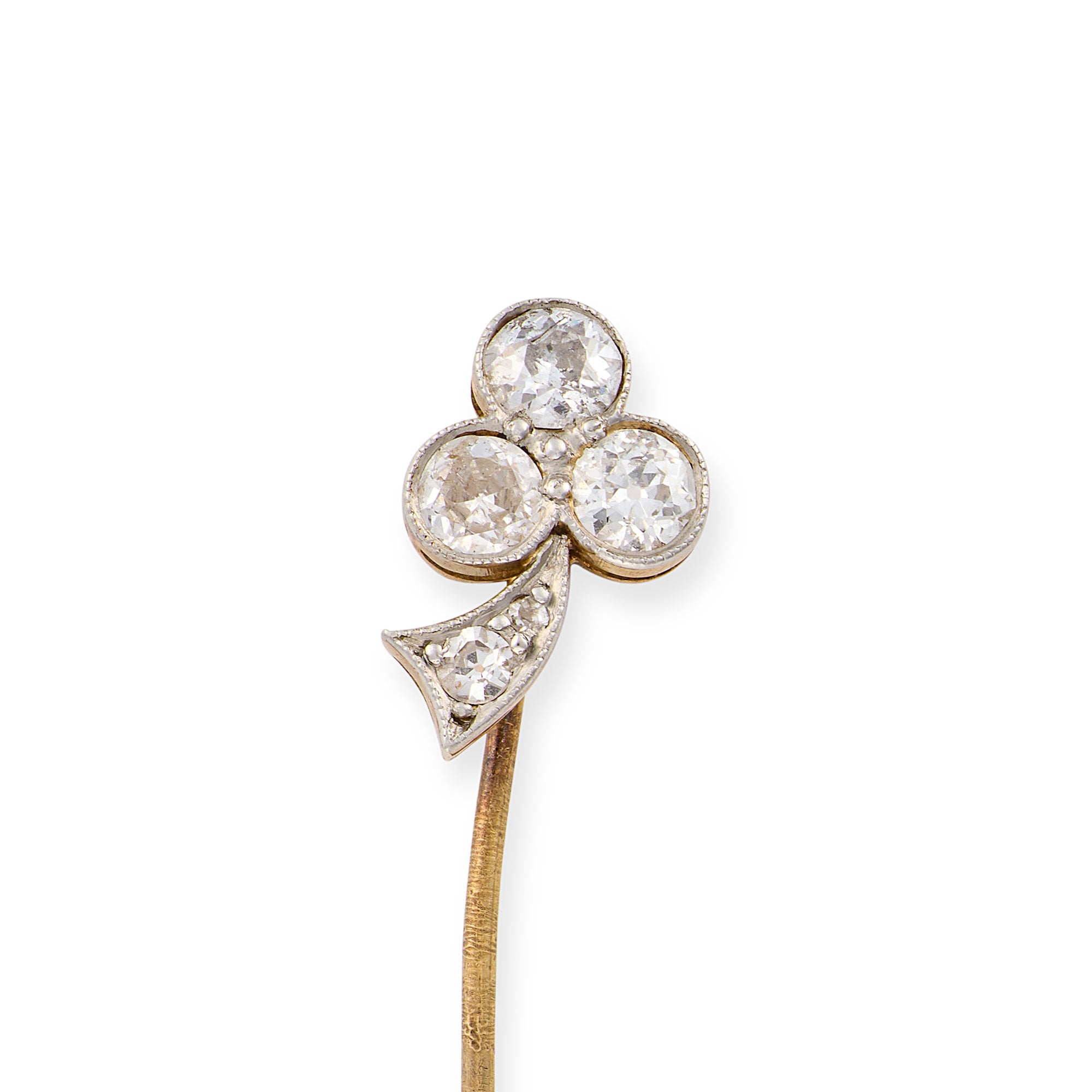 Edwardian Old Cut Diamond Clover Stickpin - Wildsmith Jewellery